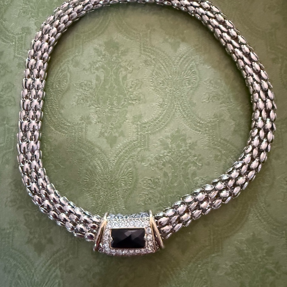 Elegant Silver and Black Necklace